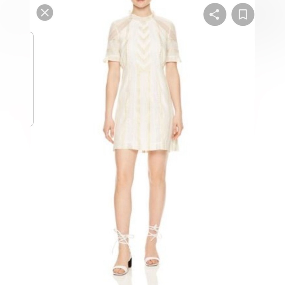 NWT Sandro Cream Puff Sleeve Mini Dress size 38 - Picture 5 of 11